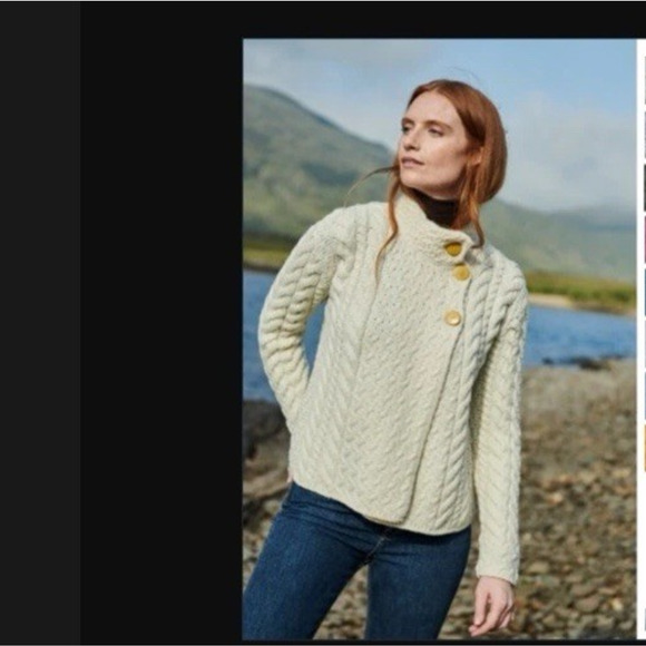 Women's Blue Cable Knit Cardigan - Picture 11 of 11